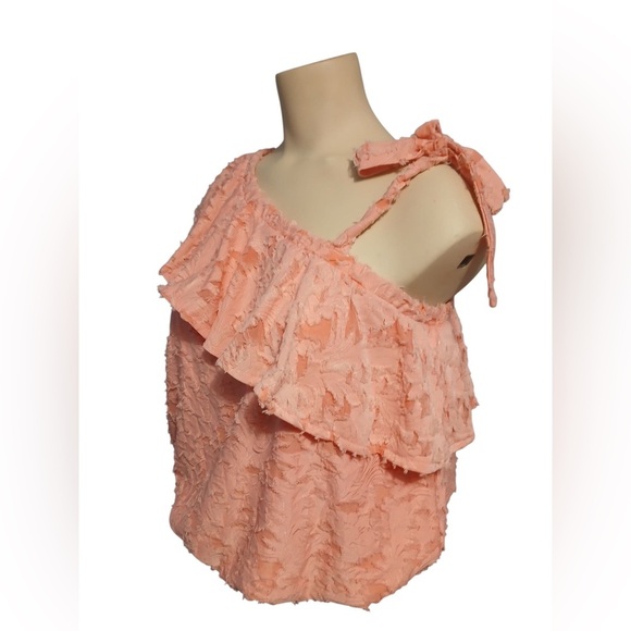 LC Lauren Conrad One-Shoulder Coral Blouse - Picture 8 of 14